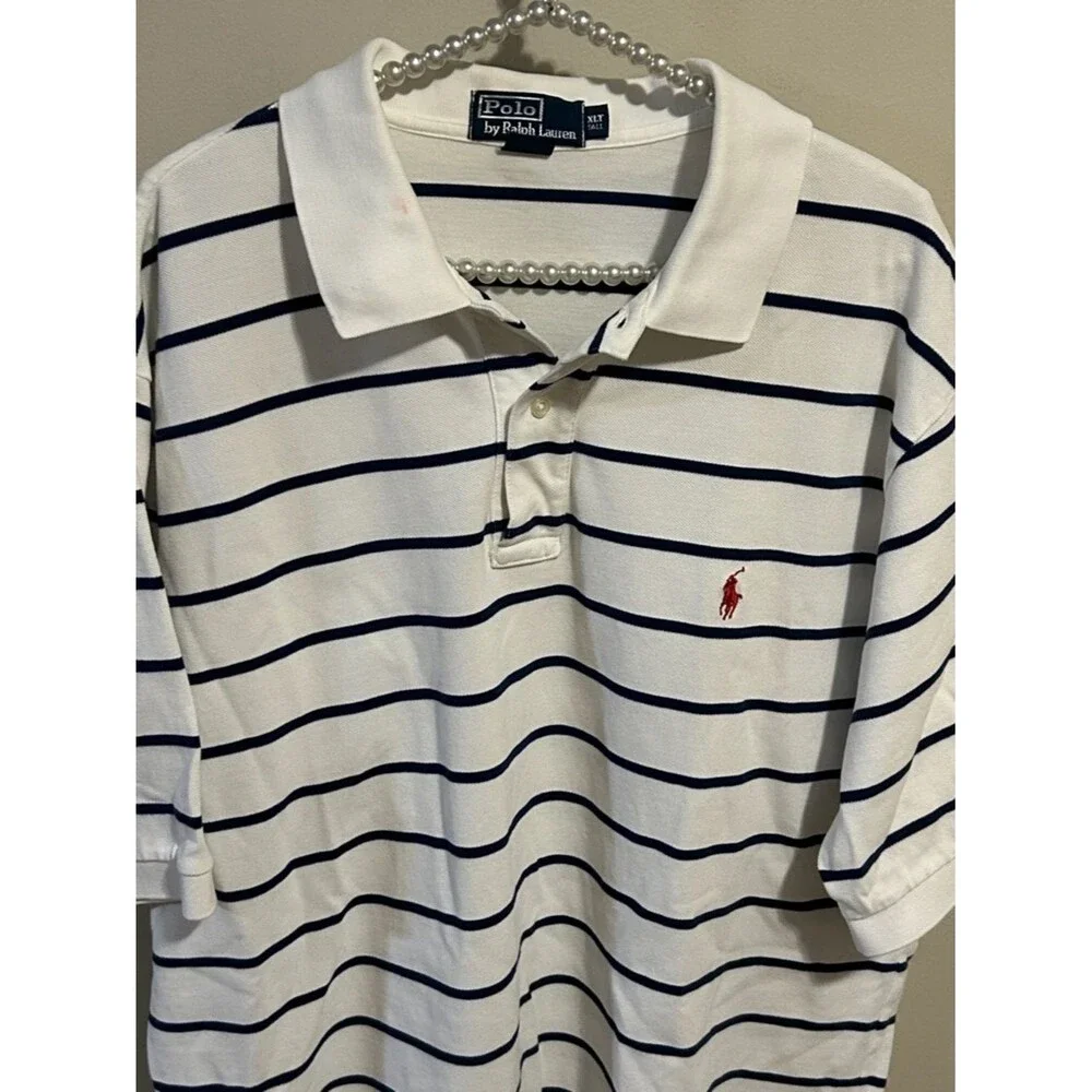 Polo by Ralph Lauren Striped Polo Shirt White Blue XLT